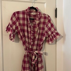 Mille magenta gingham cotton Victoria maxi dress M
